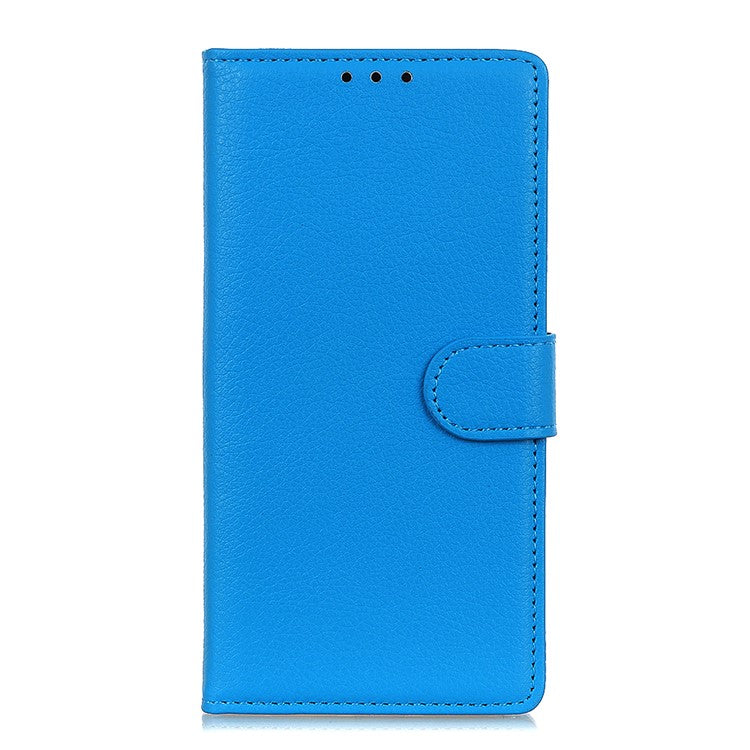 For Motorola Moto G35 5G Wallet Case PU Leather Phone Cover Litchi Texture - Blue