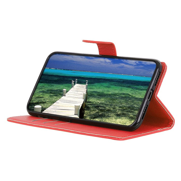 For Motorola Moto G35 5G Wallet Case PU Leather Phone Cover Litchi Texture - Red