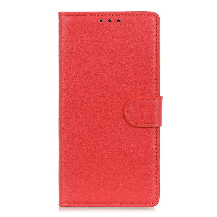 For Motorola Moto G35 5G Wallet Case PU Leather Phone Cover Litchi Texture - Red