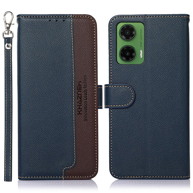 KHAZNEH For Motorola Moto G35 5G Case RFID Blocking Wallet PU Leather Phone Cover - Blue