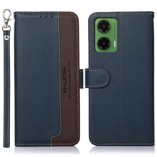 KHAZNEH For Motorola Moto G35 5G Case RFID Blocking Wallet PU Leather Phone Cover - Blue