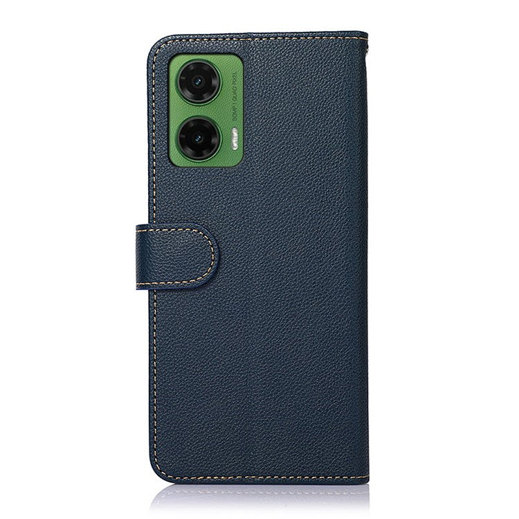 KHAZNEH For Motorola Moto G35 5G Case RFID Blocking Wallet PU Leather Phone Cover - Blue
