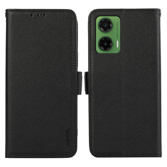 ABEEL For Motorola Moto G35 5G Case Litchi Texture Leather RFID Blocking Phone Cover - Black