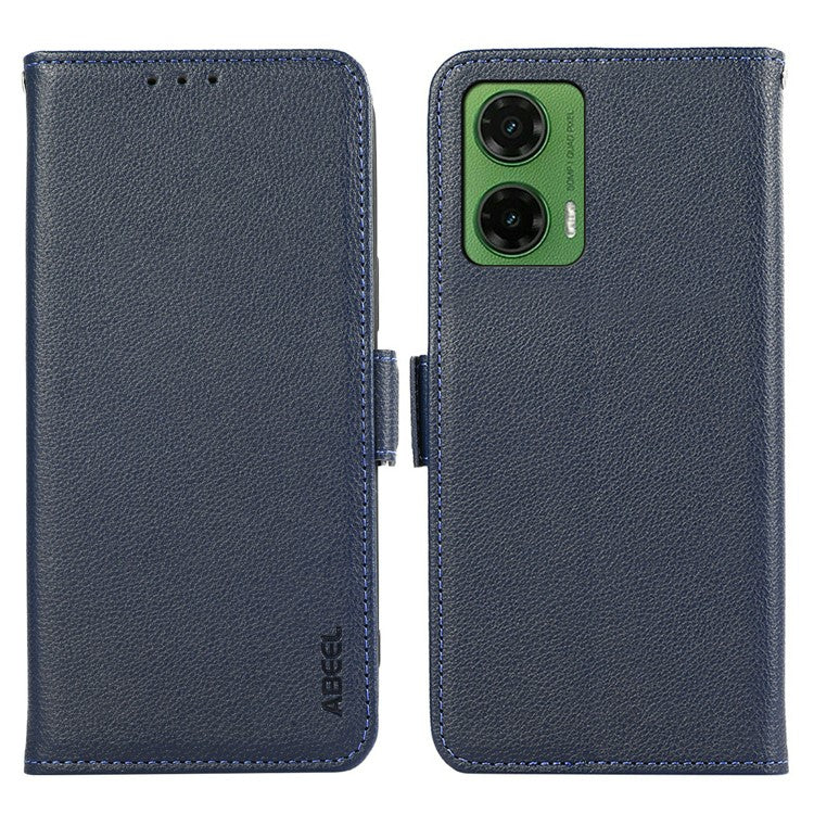 ABEEL For Motorola Moto G35 5G Case Litchi Texture Leather RFID Blocking Phone Cover - Blue