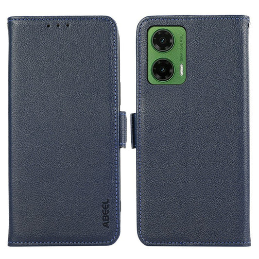 ABEEL For Motorola Moto G35 5G Case Litchi Texture Leather RFID Blocking Phone Cover - Blue