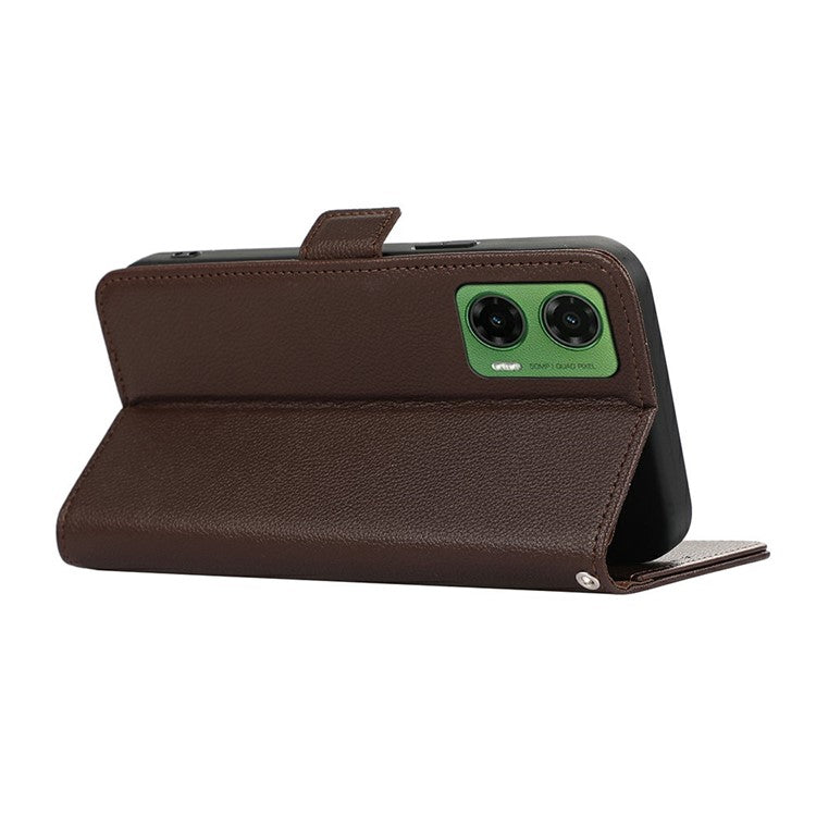 ABEEL For Motorola Moto G35 5G Case Litchi Texture Leather RFID Blocking Phone Cover - Brown
