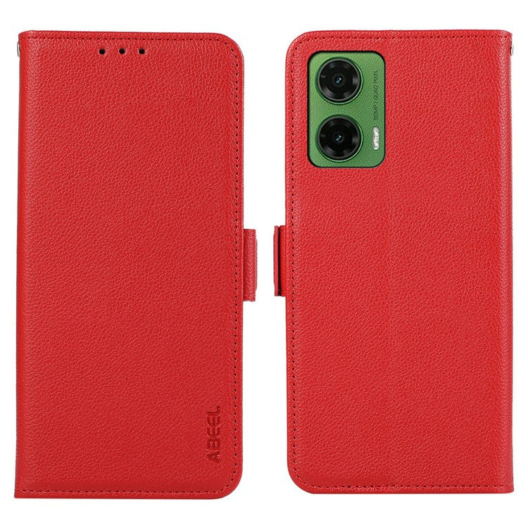 ABEEL For Motorola Moto G35 5G Case Litchi Texture Leather RFID Blocking Phone Cover - Red