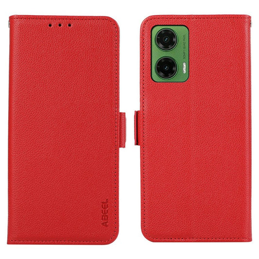 ABEEL For Motorola Moto G35 5G Case Litchi Texture Leather RFID Blocking Phone Cover - Red
