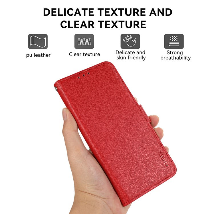 ABEEL For Motorola Moto G35 5G Case Litchi Texture Leather RFID Blocking Phone Cover - Red