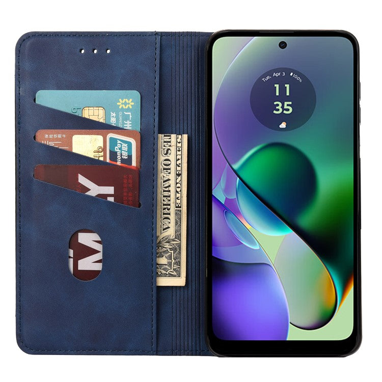 For Motorola Moto G35 5G Case PU Leather Shockproof Protection Wallet Phone Cover - Blue