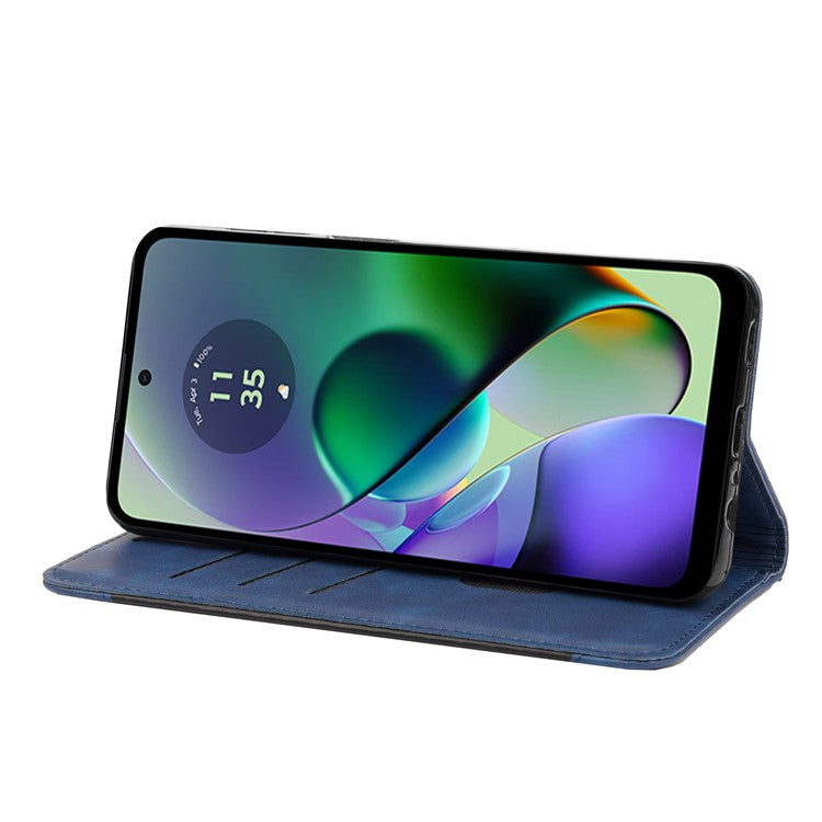 For Motorola Moto G35 5G Case PU Leather Shockproof Protection Wallet Phone Cover - Blue
