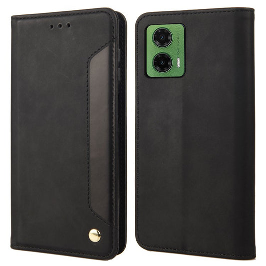 For Motorola Moto G35 5G Case PU Leather Shockproof Protection Wallet Phone Cover - Black