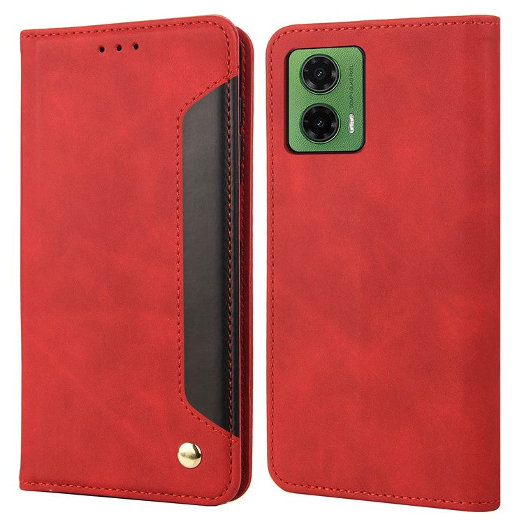For Motorola Moto G35 5G Case PU Leather Shockproof Protection Wallet Phone Cover - Red