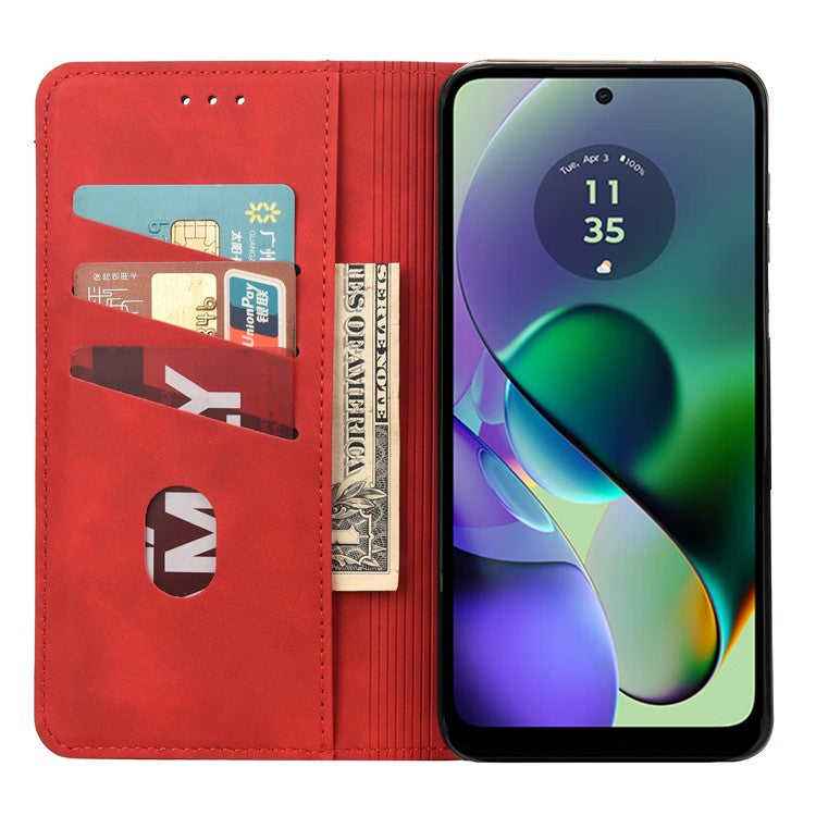 For Motorola Moto G35 5G Case PU Leather Shockproof Protection Wallet Phone Cover - Red