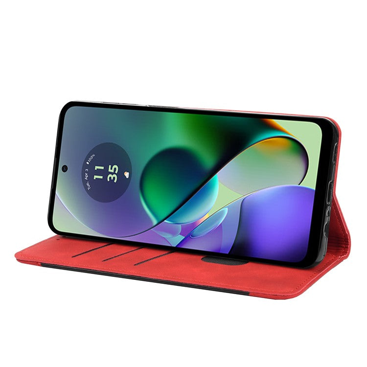 For Motorola Moto G35 5G Case PU Leather Shockproof Protection Wallet Phone Cover - Red