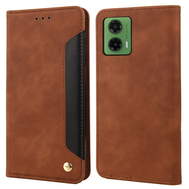 For Motorola Moto G35 5G Case PU Leather Shockproof Protection Wallet Phone Cover - Brown