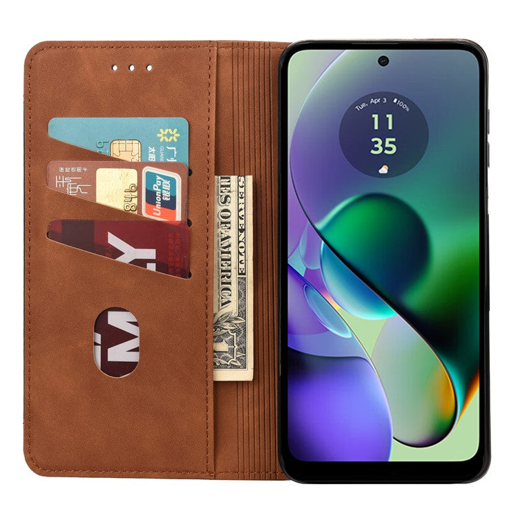 For Motorola Moto G35 5G Case PU Leather Shockproof Protection Wallet Phone Cover - Brown