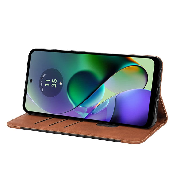 For Motorola Moto G35 5G Case PU Leather Shockproof Protection Wallet Phone Cover - Brown