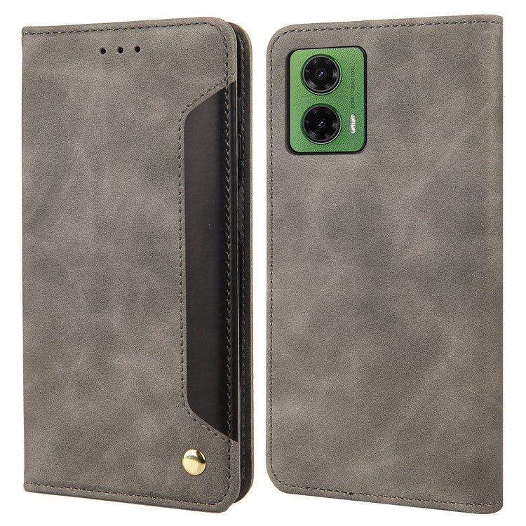 For Motorola Moto G35 5G Case PU Leather Shockproof Protection Wallet Phone Cover - Grey