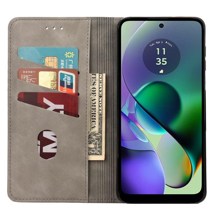 For Motorola Moto G35 5G Case PU Leather Shockproof Protection Wallet Phone Cover - Grey
