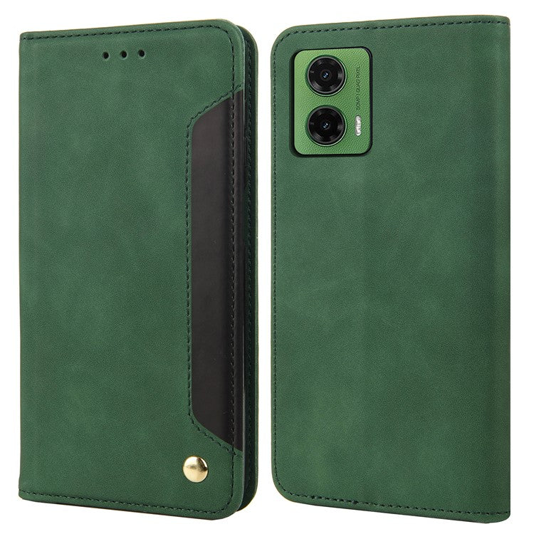 For Motorola Moto G35 5G Case PU Leather Shockproof Protection Wallet Phone Cover - Green