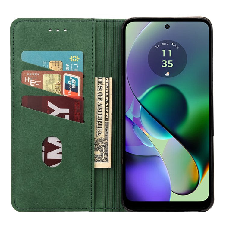 For Motorola Moto G35 5G Case PU Leather Shockproof Protection Wallet Phone Cover - Green