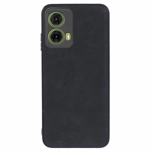 For Motorola Moto G35 5G Case Retro Leather Coated PC+TPU Phone Cover - Black
