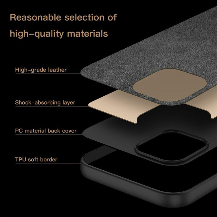 For Motorola Moto G35 5G Case Retro Leather Coated PC+TPU Phone Cover - Black
