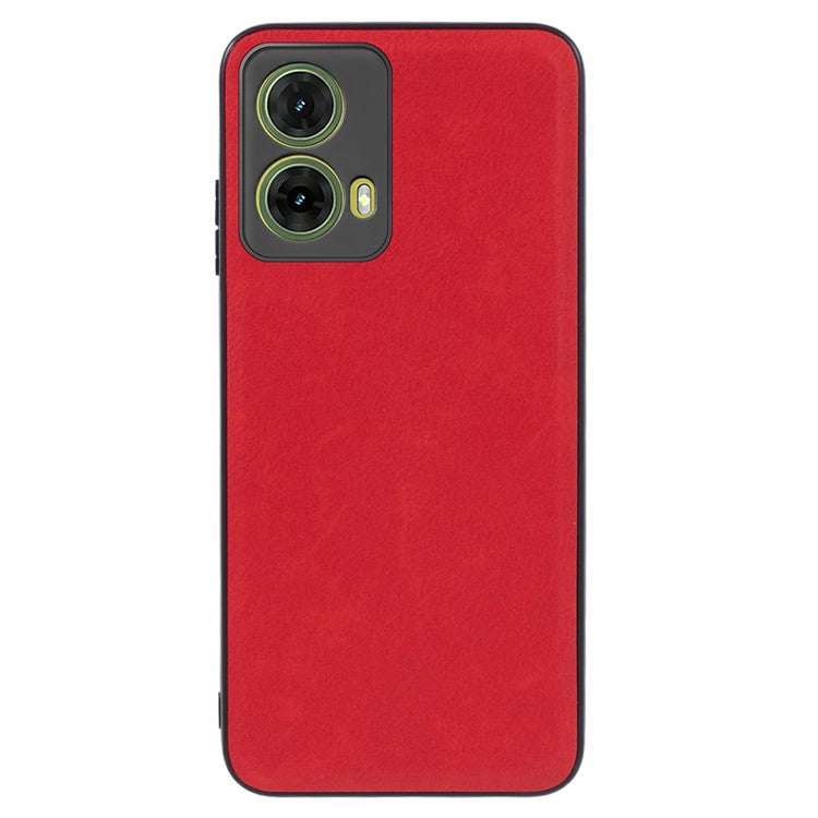 For Motorola Moto G35 5G Case Retro Leather Coated PC+TPU Phone Cover - Red