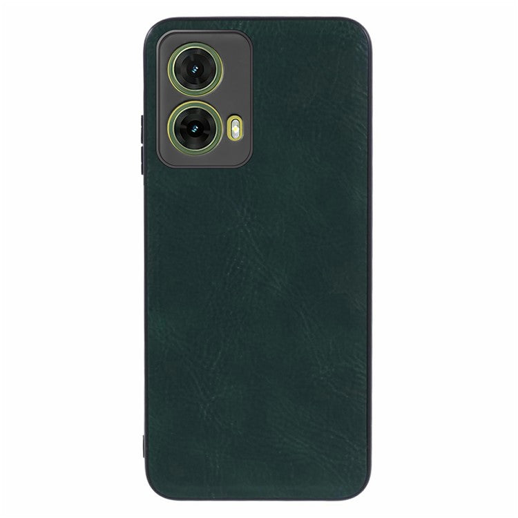 For Motorola Moto G35 5G Case Retro Leather Coated PC+TPU Phone Cover - Green