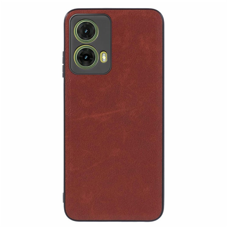 For Motorola Moto G35 5G Case Retro Leather Coated PC+TPU Phone Cover - Brown