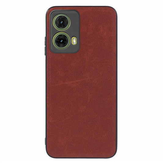 For Motorola Moto G35 5G Case Retro Leather Coated PC+TPU Phone Cover - Brown