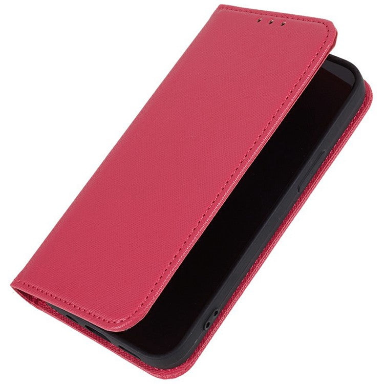For Motorola Moto G35 5G Case Cross Texture Leather Phone Cover Hidden Magnetic - Pink