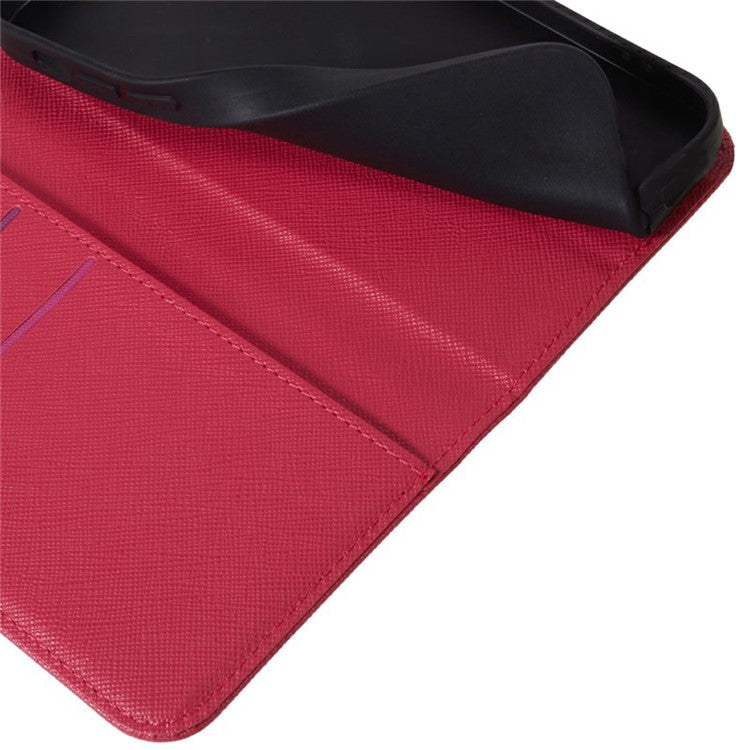 For Motorola Moto G35 5G Case Cross Texture Leather Phone Cover Hidden Magnetic - Pink
