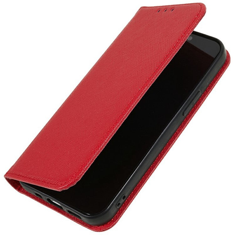 For Motorola Moto G35 5G Case Cross Texture Leather Phone Cover Hidden Magnetic - Red