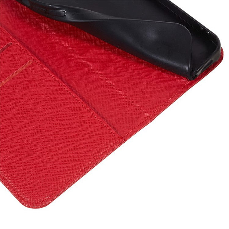 For Motorola Moto G35 5G Case Cross Texture Leather Phone Cover Hidden Magnetic - Red
