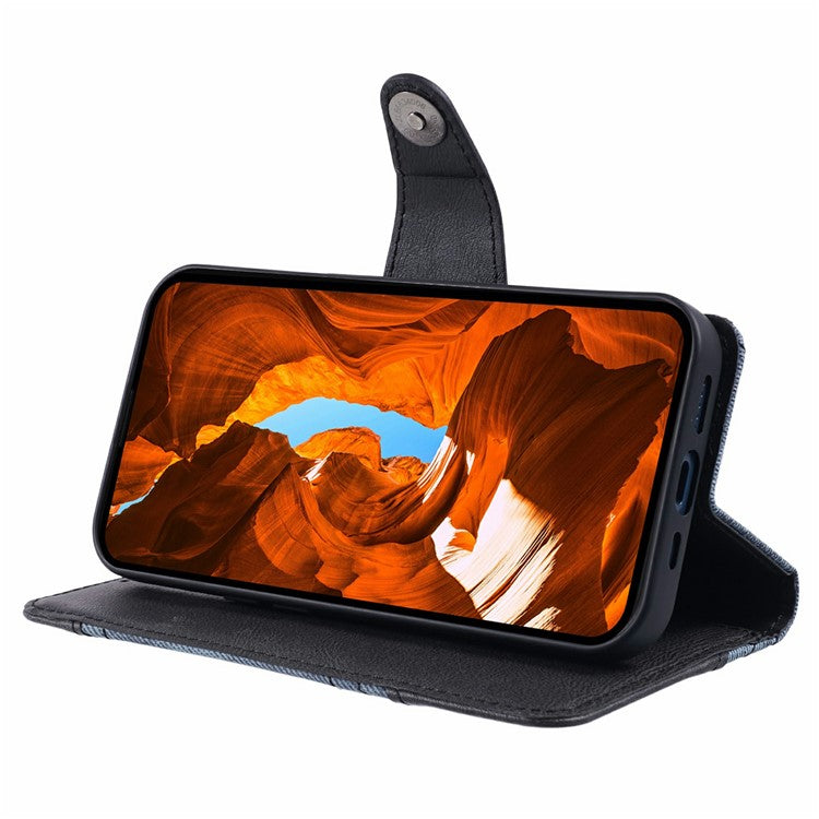 For Motorola Moto G35 5G Case Splicing Texture Leather Phone Cover Viewing Stand - Black