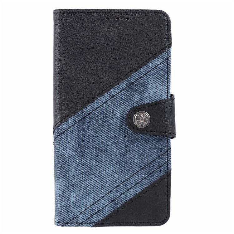 For Motorola Moto G35 5G Case Splicing Texture Leather Phone Cover Viewing Stand - Black