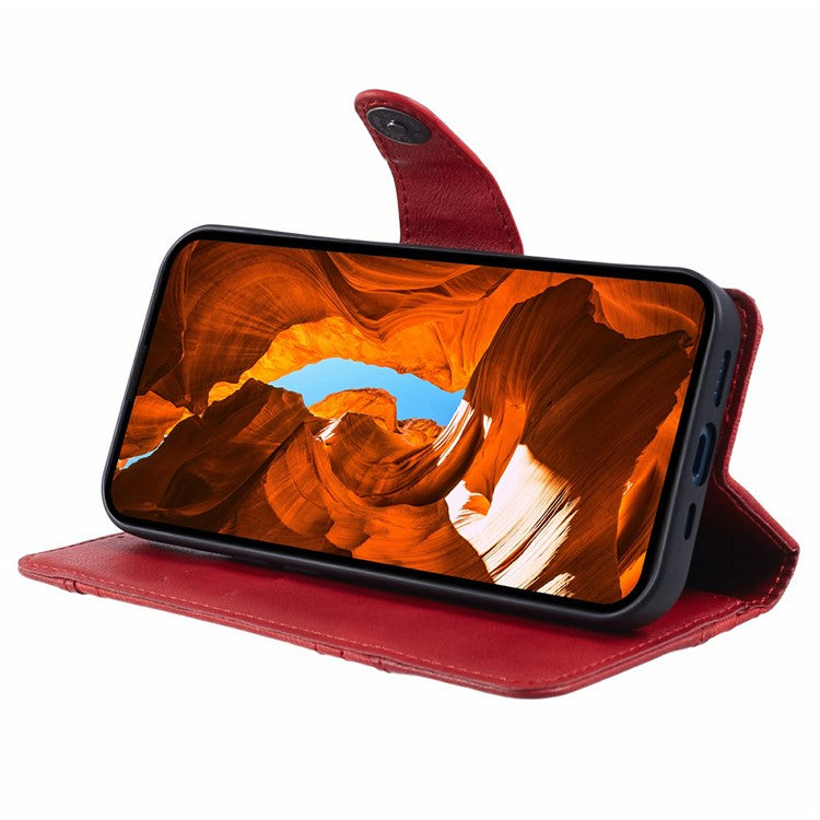 For Motorola Moto G35 5G Case Splicing Texture Leather Phone Cover Viewing Stand - Red