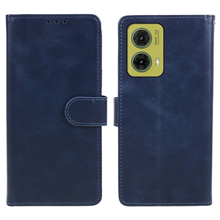 For Motorola Moto G35 5G Case PU Leather Wallet Protective Phone Cover Calf Texture - Blue