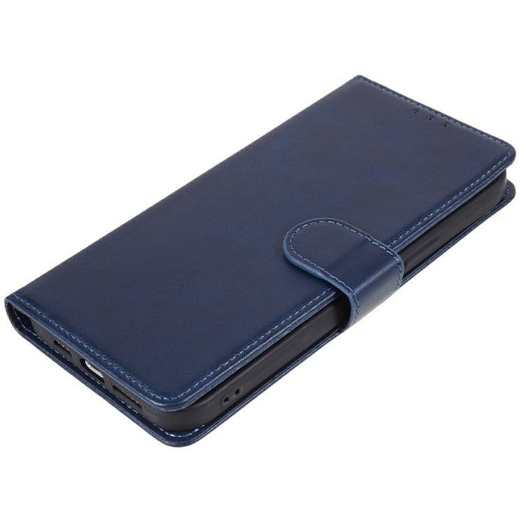 For Motorola Moto G35 5G Case PU Leather Wallet Protective Phone Cover Calf Texture - Blue