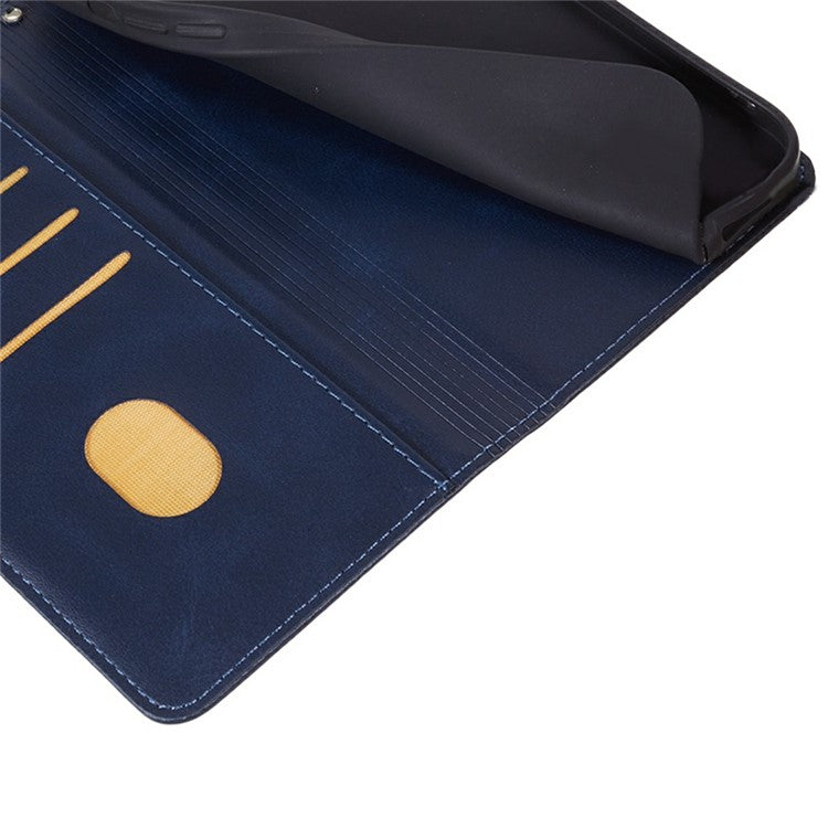 For Motorola Moto G35 5G Case PU Leather Wallet Protective Phone Cover Calf Texture - Blue