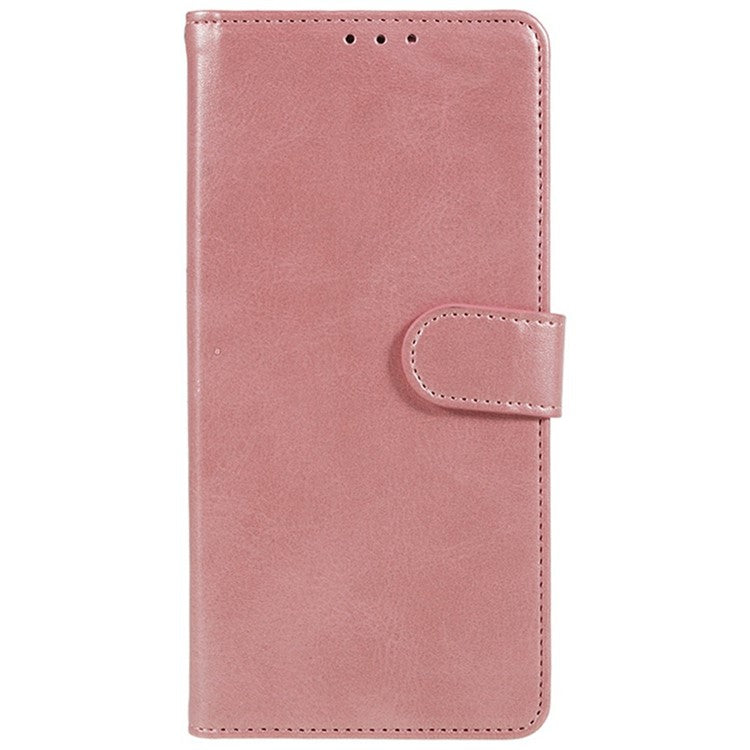 For Motorola Moto G35 5G Case PU Leather Wallet Protective Phone Cover Calf Texture - Rose Gold