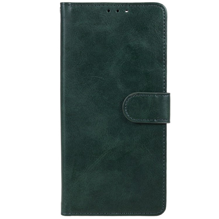 For Motorola Moto G35 5G Case PU Leather Wallet Protective Phone Cover Calf Texture - Midnight Green