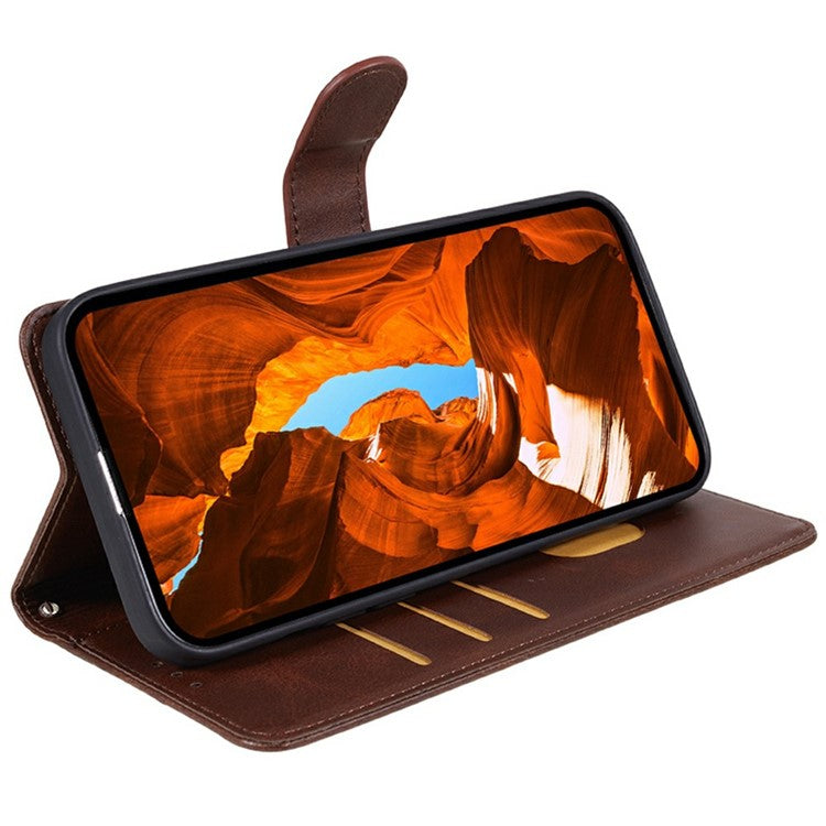 For Motorola Moto G35 5G Case PU Leather Wallet Protective Phone Cover Calf Texture - Brown