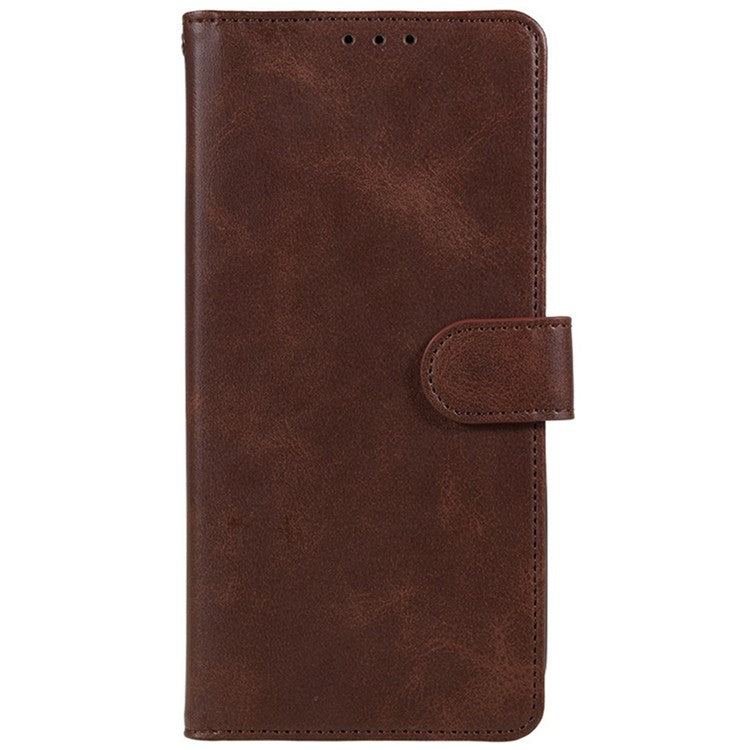 For Motorola Moto G35 5G Case PU Leather Wallet Protective Phone Cover Calf Texture - Brown
