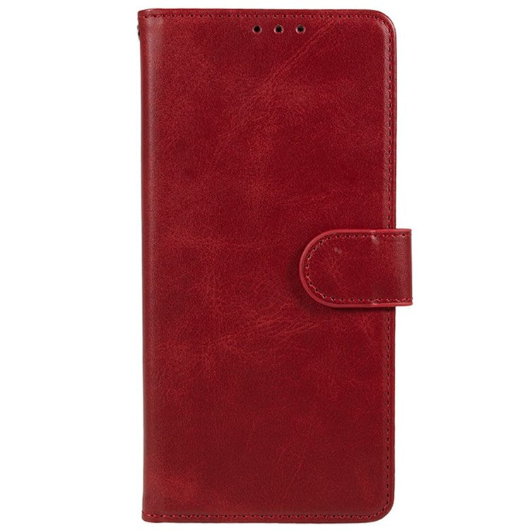 For Motorola Moto G35 5G Case PU Leather Wallet Protective Phone Cover Calf Texture - Red