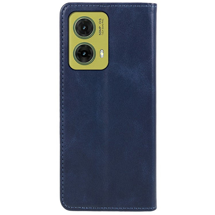 For Motorola Moto G35 5G Case Strong Magnetic PU Leather Phone Cover Calf Texture - Blue