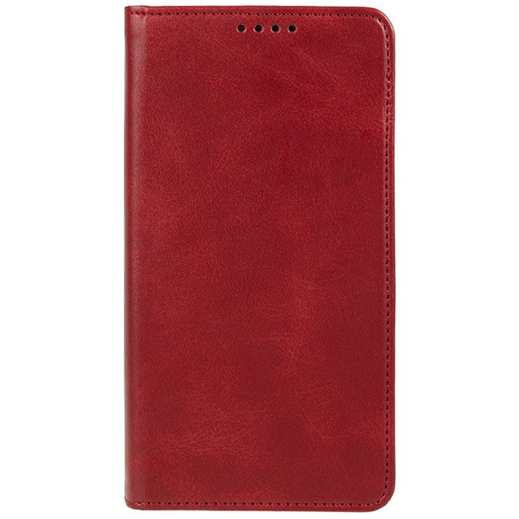 For Motorola Moto G35 5G Case Strong Magnetic PU Leather Phone Cover Calf Texture - Red