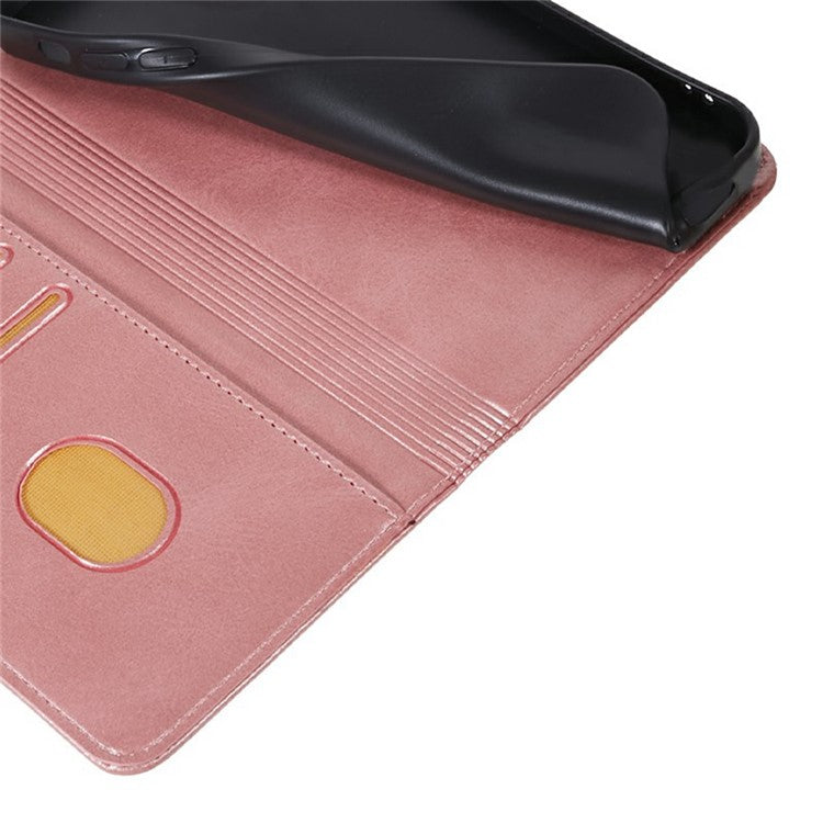 For Motorola Moto G35 5G Case Strong Magnetic PU Leather Phone Cover Calf Texture - Rose Gold
